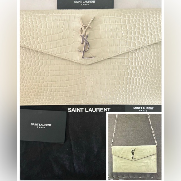 Yves Saint Laurent Bags Ysl Croc Embossed Envelopeclutch With